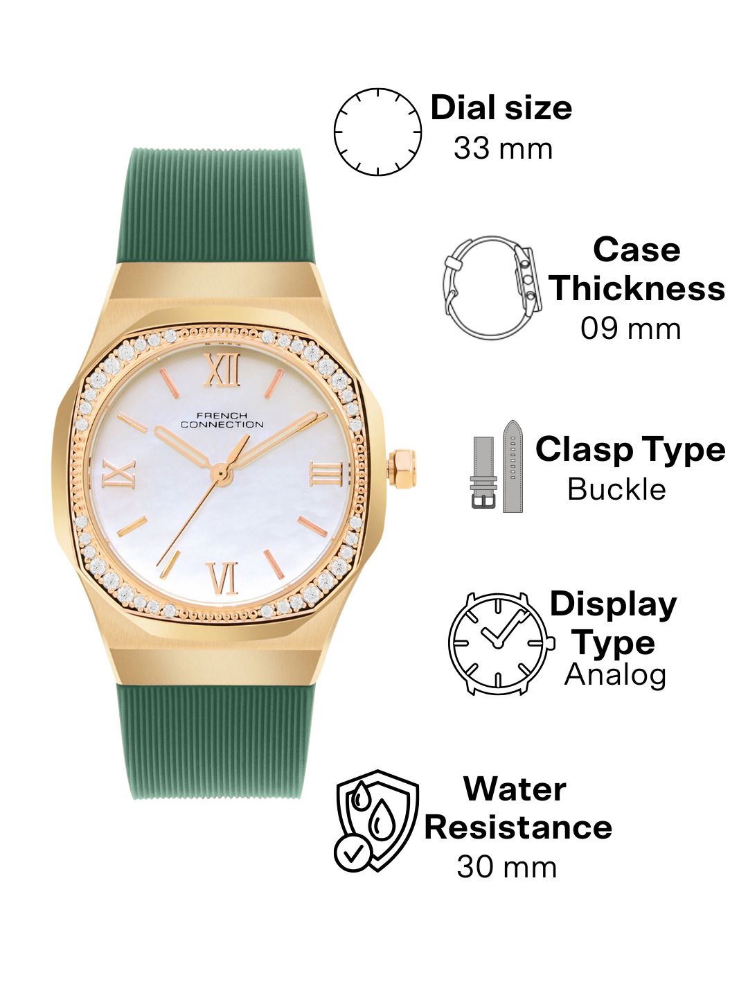 French Connection Women Mother of Pearl Dial & Bracelet Style Straps Analogue Watch FCH002NL