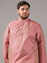 SOJANYA PLUS Size Ethnic Motifs Woven Design Band Collar Straight Kurta