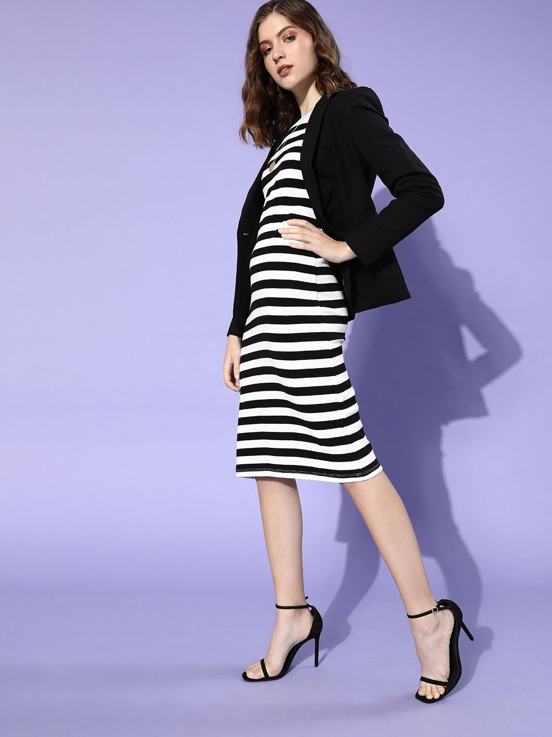 SASSAFRAS Women Stylish Striped Bodycon Dress