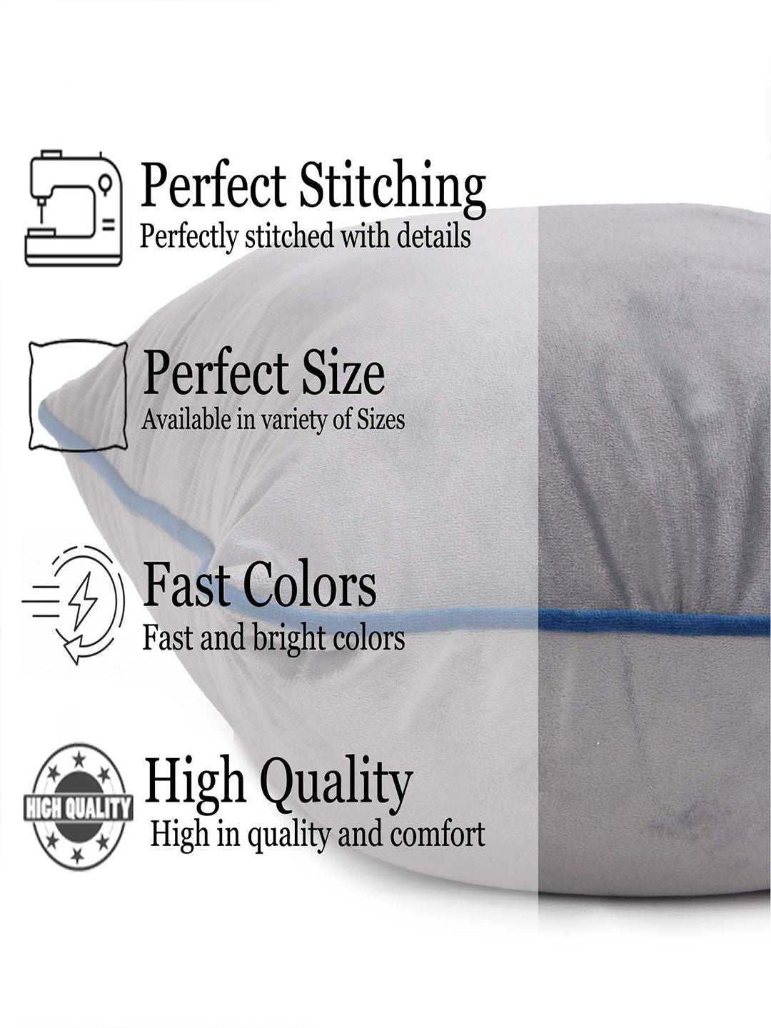 STITCHNEST 2 Pcs Grey & Blue Velvet Square Cushion Covers