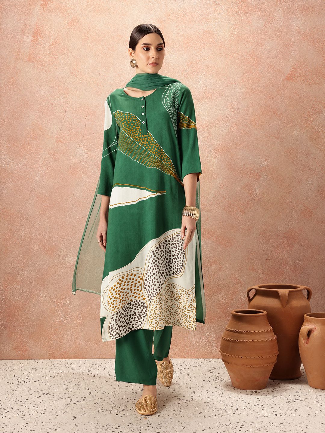all about you Printed Regular Kurta With Palazzos & Dupatta