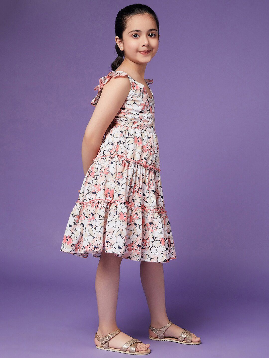 pspeaches Girls Floral Crepe Dress