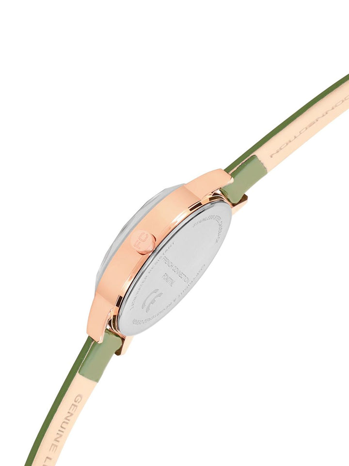 Perancis Sambungan Wanita Alloy Dial & Kulit Tali Analog Watch FCN077NL