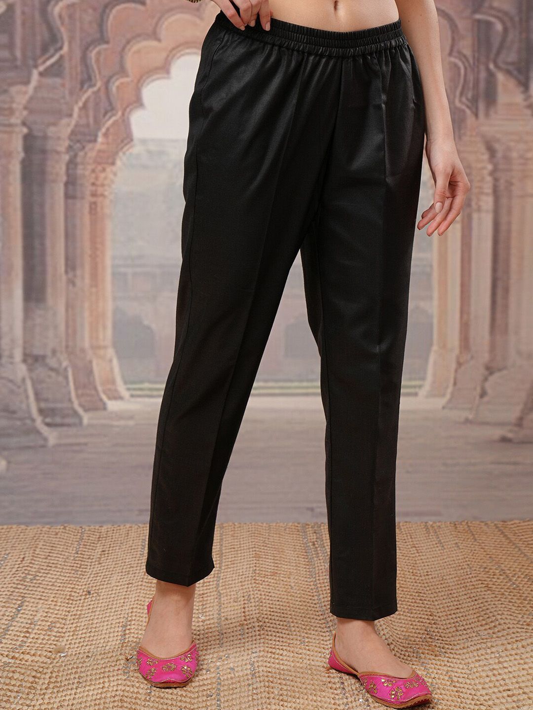 Vishudh Black Yoke Design Thread Work Kurta with Trouser & Dupatta