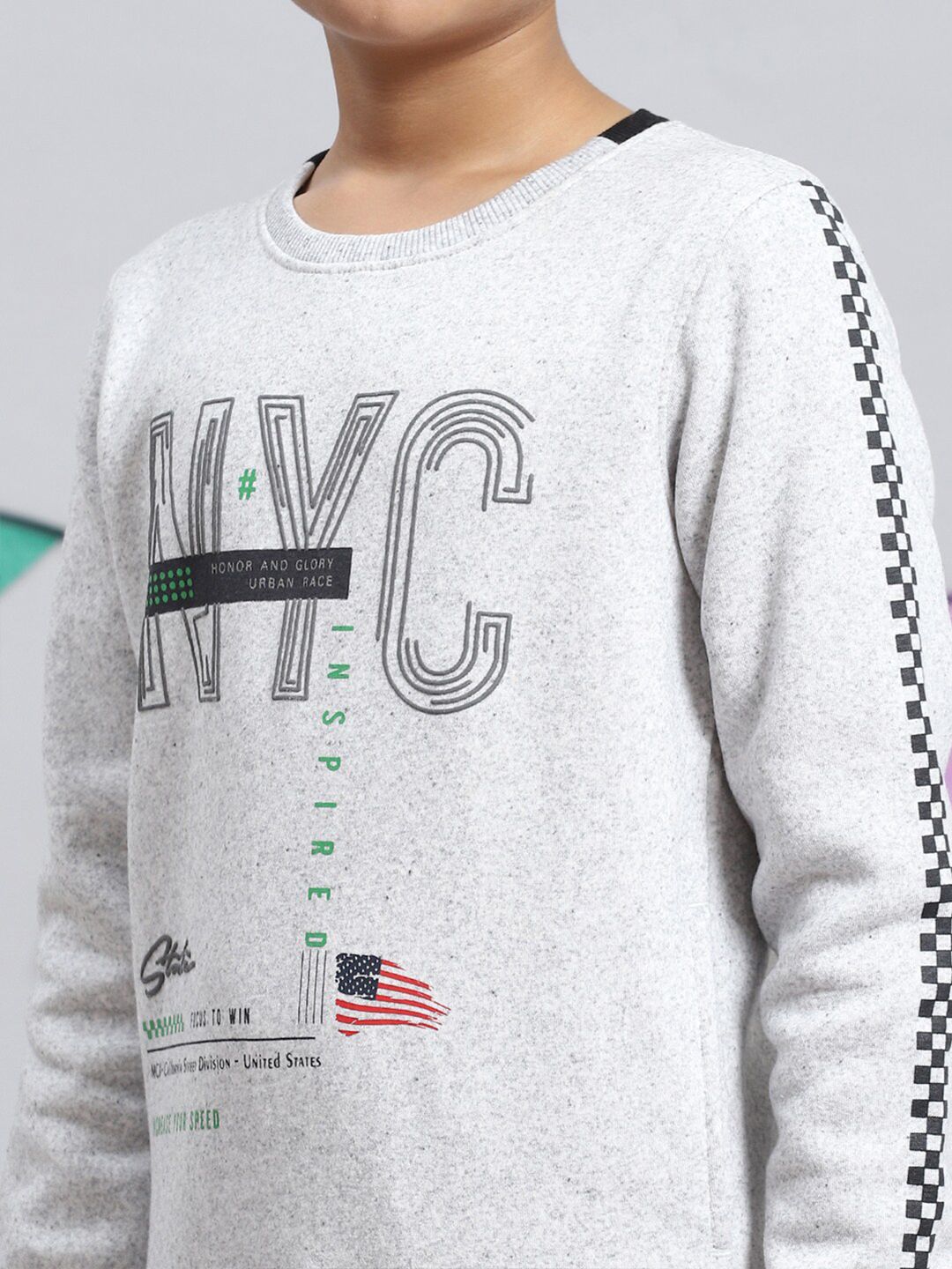 Monte Carlo Boys Typography Printed Cotton Pullover Sweatshirt