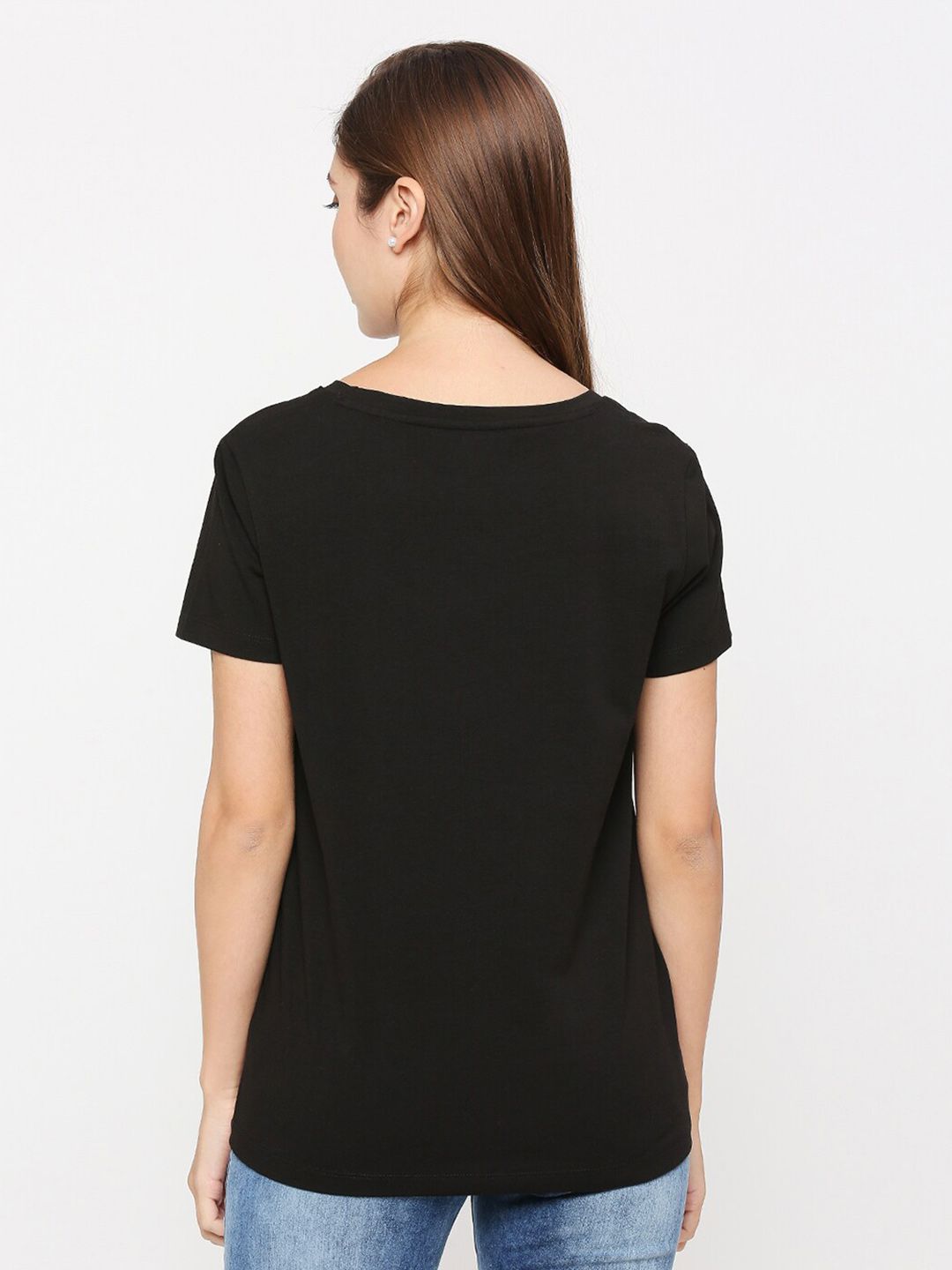 SPYKAR Women Black Printed T-shirt