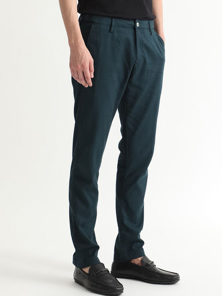 RARE RABBIT Cellular Mid Rise Cotton Slim Fit Trouser