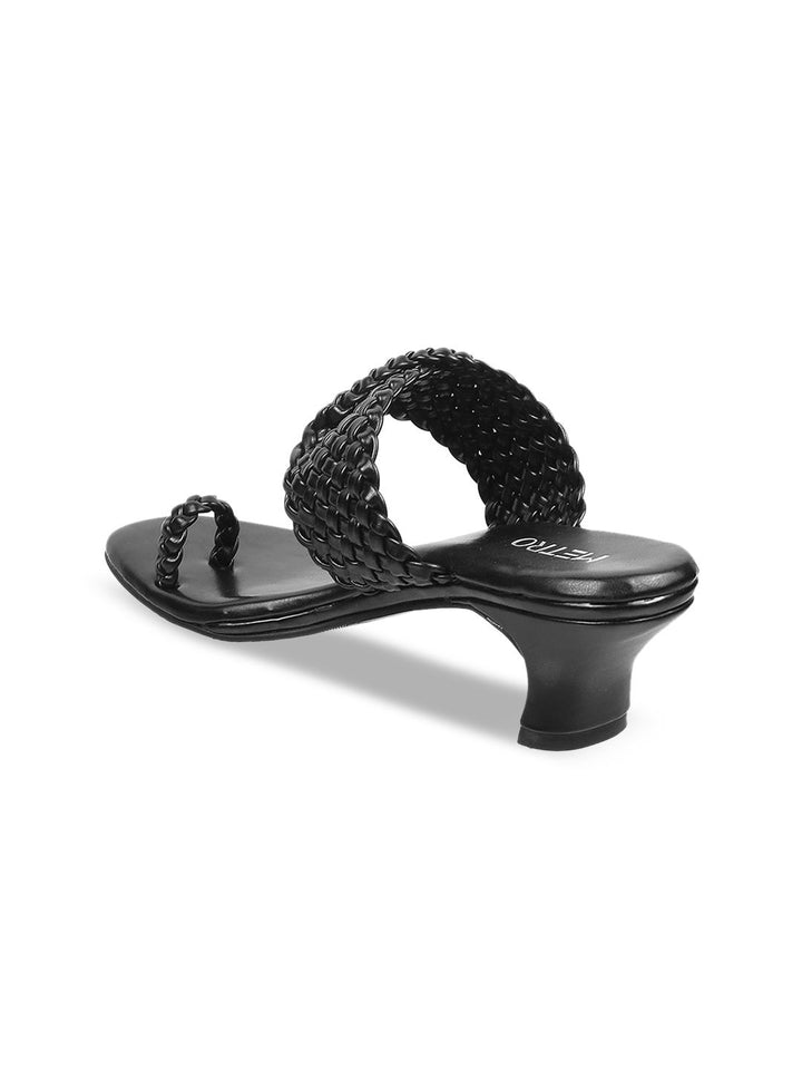 Metro Black Kitten Sandals