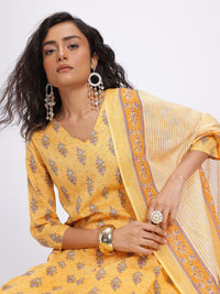 Anouk Printed Pure Cotton Kurta with Trousers & Dupatta
