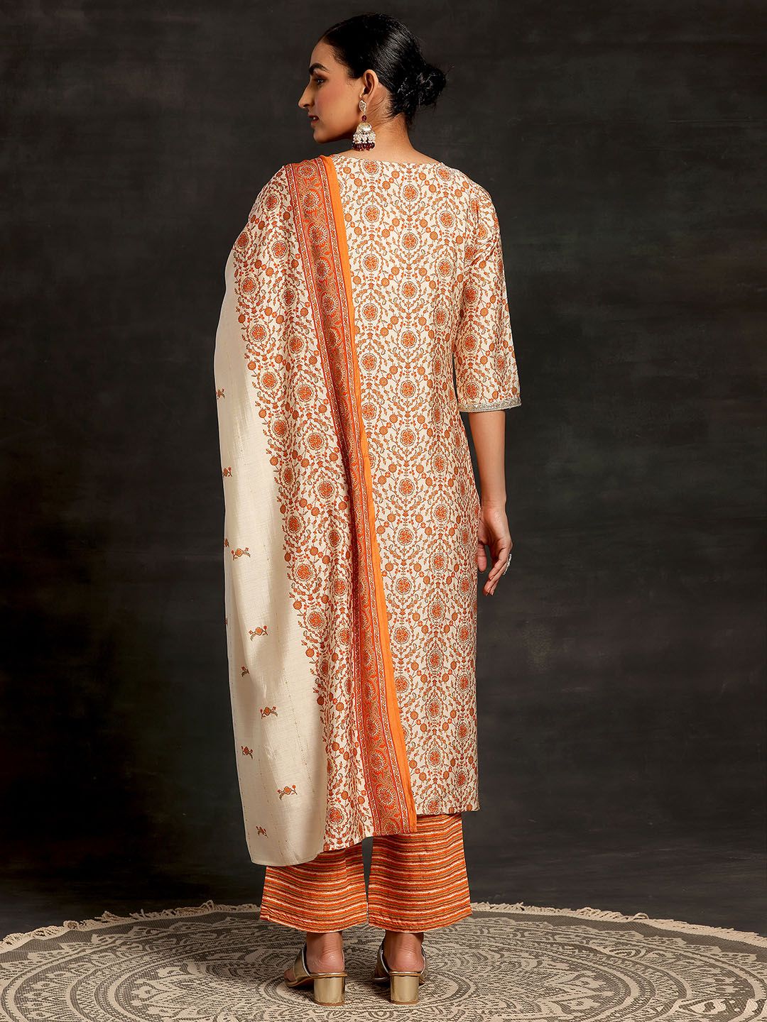 Libas Women Floral Printed Regular Sequinned Kurta with Palazzos & With Dupatta