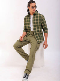 The Indian Garage Co Slim Fit Tartan Checked Spread Collar Pure Cotton Casual Shirt