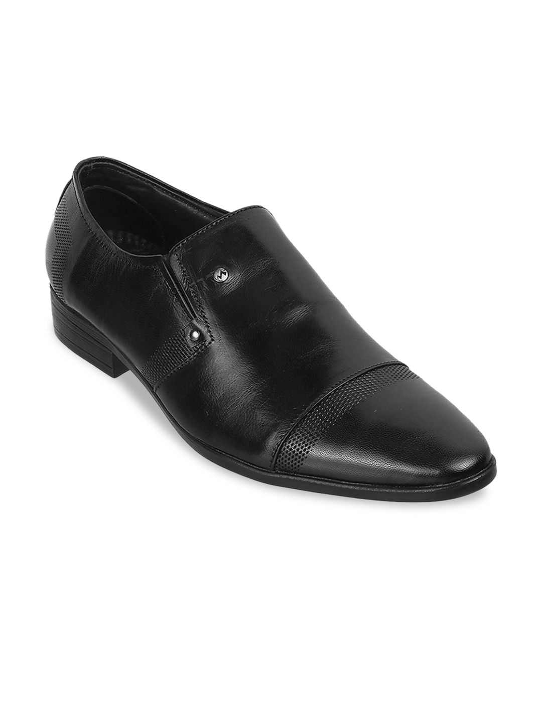 Metro Men Textured Leather Formal Slip-On Shoes