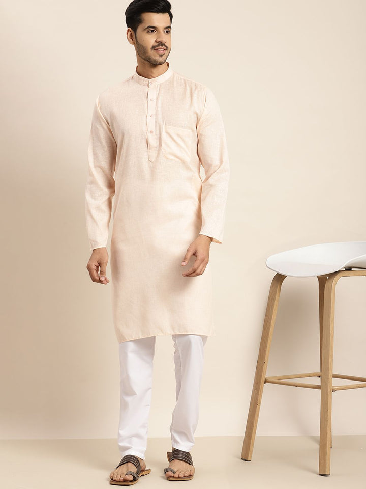Anug oleh SOJANYA Men Dobby Kurta Berwarna Peach