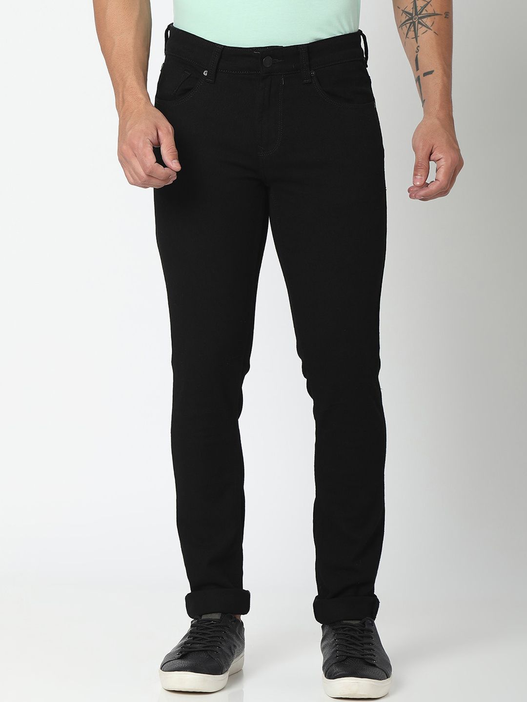 SPYKAR Men Black Slim Fit Low-Rise Highly Distressed Jeans