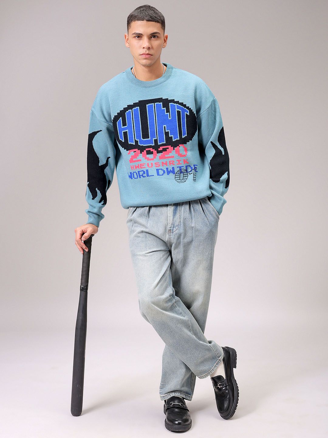 The Indian Garage Co Men Solid Round Neck Pullover