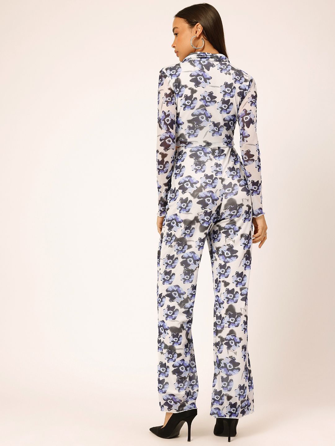 DressBerry Floral Printed Breezy Mesh Fabric Co-Ord Set