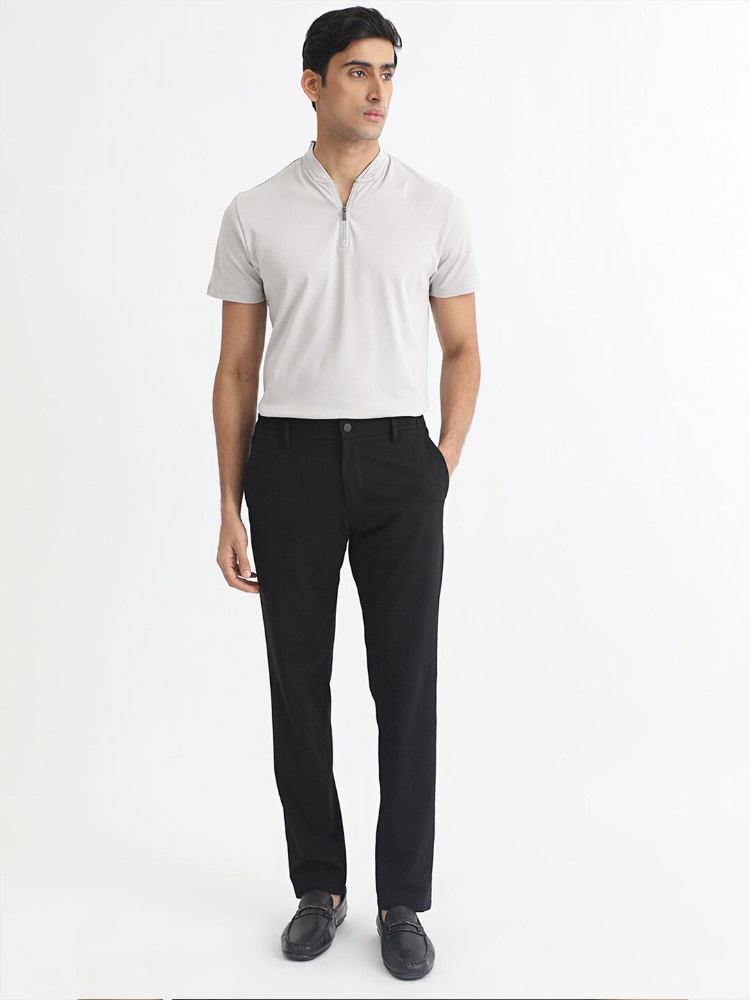 RARE RABBIT Men Rings-4 Slim Fit Solid Polo Collar T-Shirt