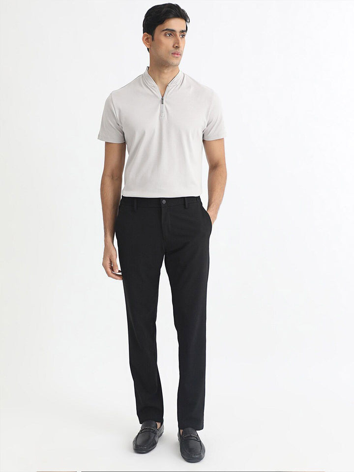 RARE RABBIT Men Rings-4 Slim Fit Solid Polo Collar T-Shirt