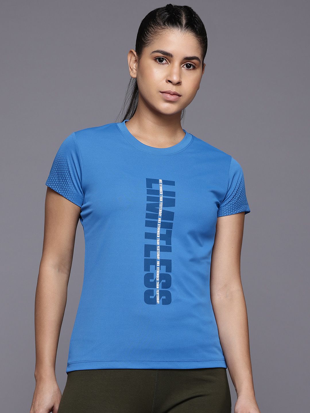 HRX by Hrithik Roshan Women Typography Printed Rapid-Dry Training T-shirt