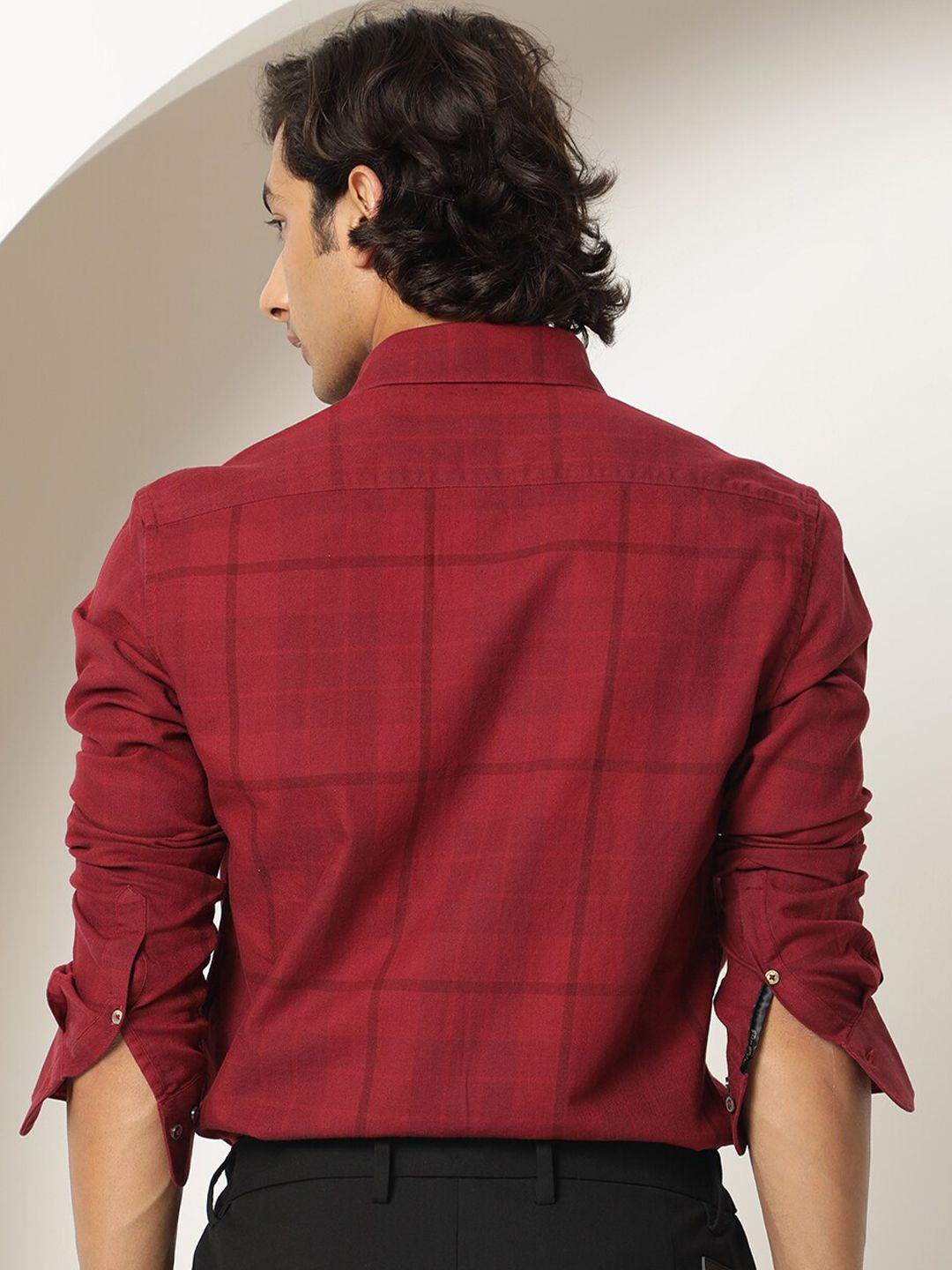RARE RABBIT Men Gareth Checked Slim Fit Cotton Shirt