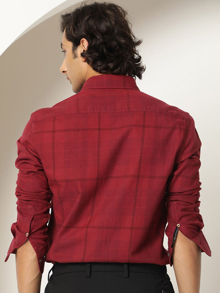 RARE RABBIT Men Gareth Checked Slim Fit Cotton Shirt