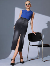 STREET 9 Silt Denim Straight Midi Skirts