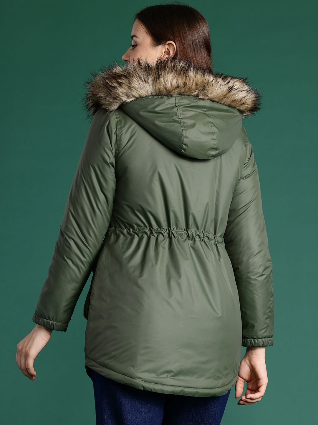 DressBerry Cinched Waist Hooded Jacket