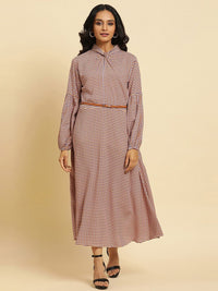 W  Geometric Printed High Neck Maxi Dress