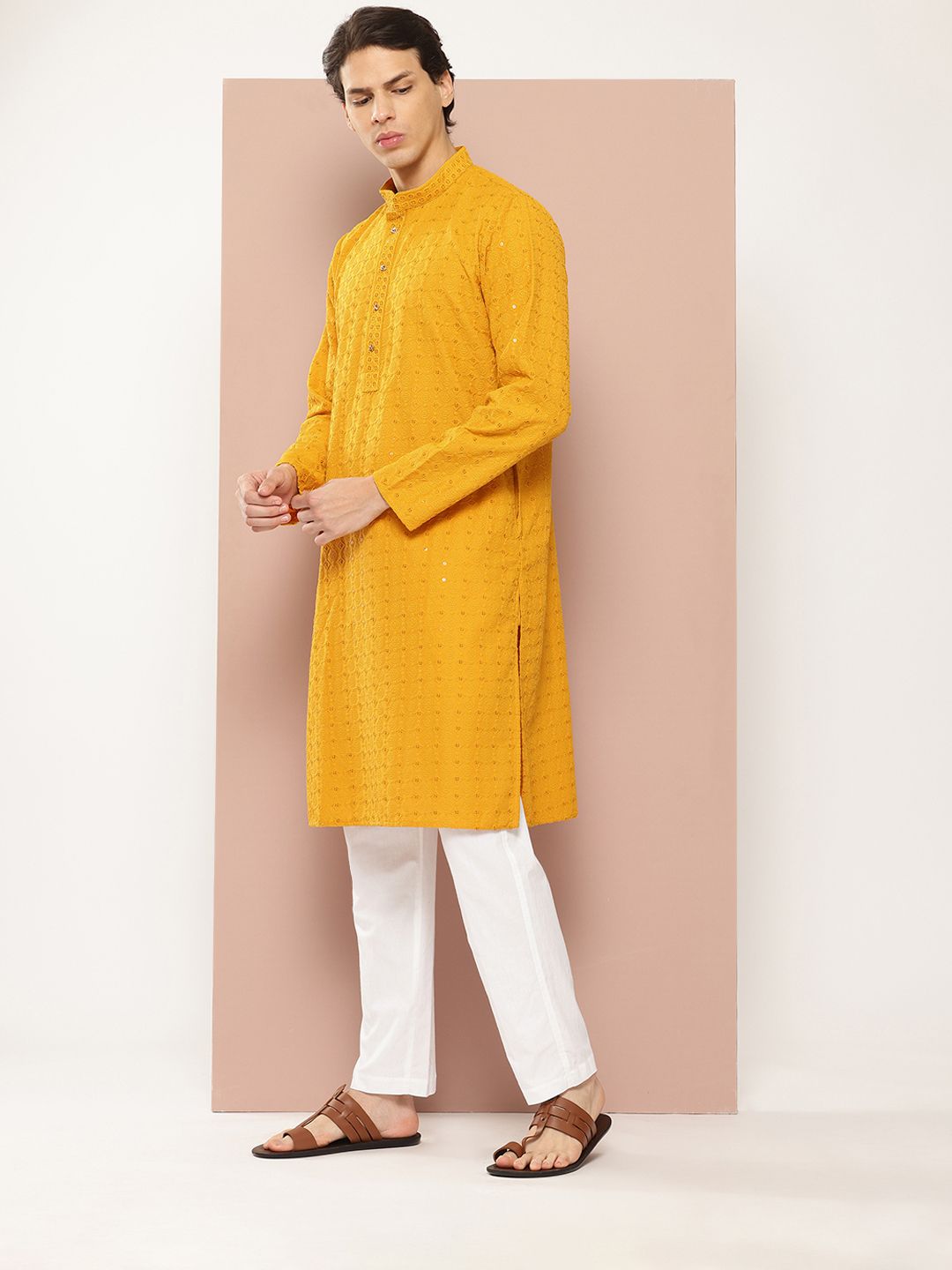 See Designs Embroidered Sequinned Kurta with Pyjamas