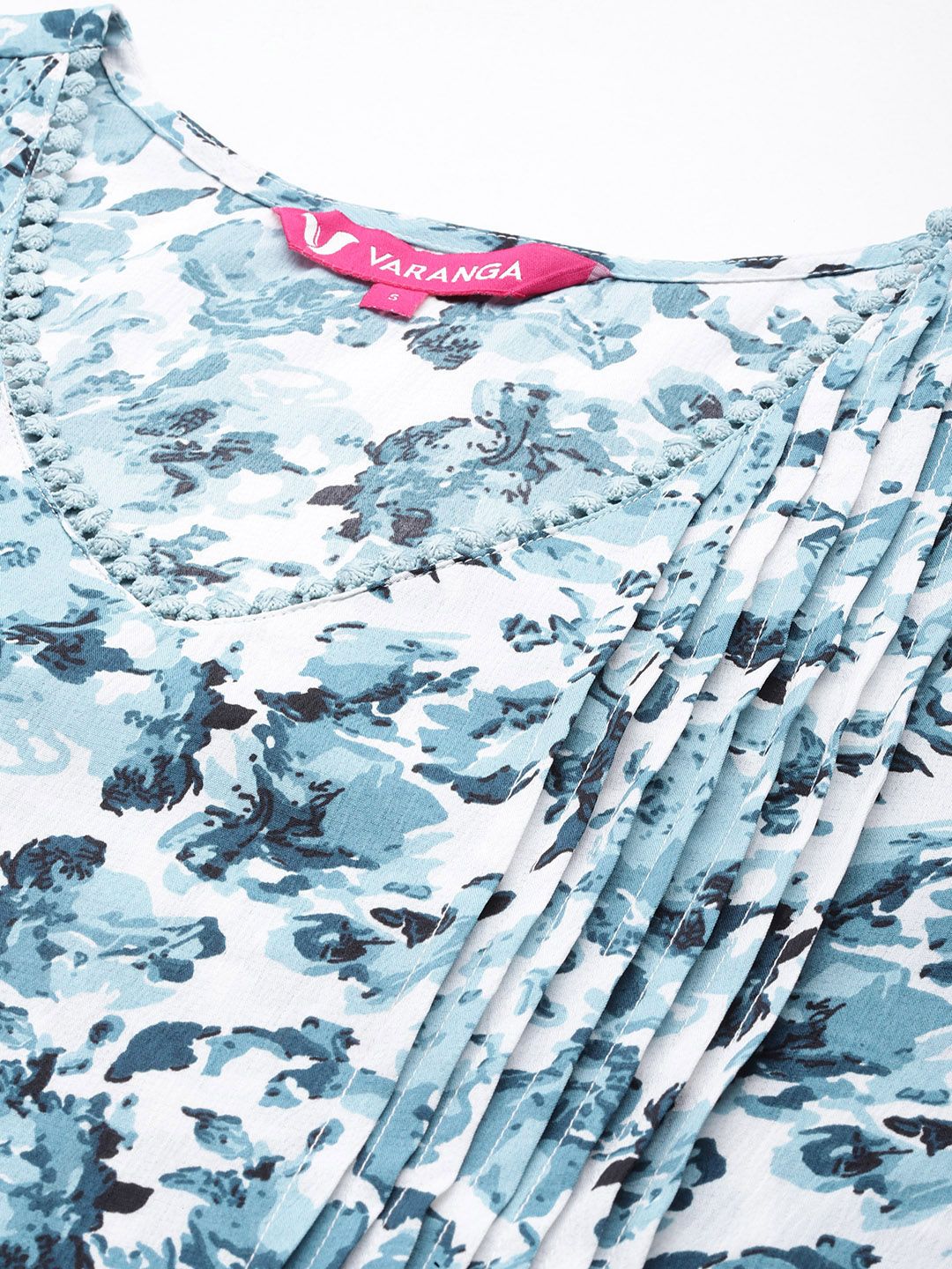 Varanga Women Floral Printed Regular Silk Crepe Kurta with Trousers