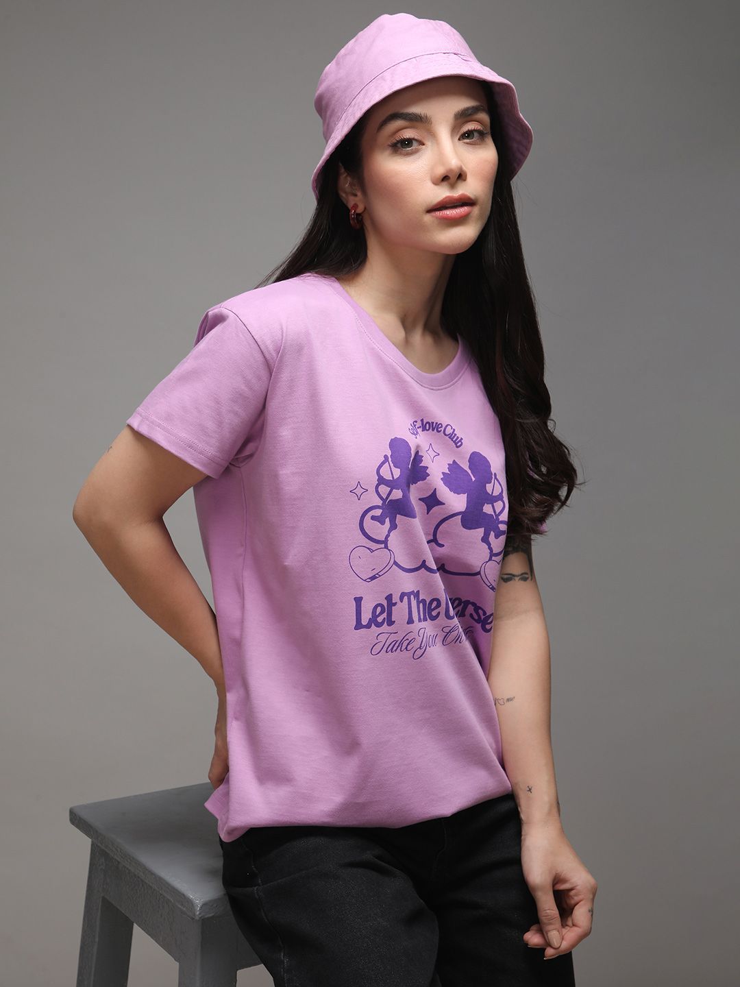 DILLINGER Women Short Sleeve Boxy Regular Printed Tshirt