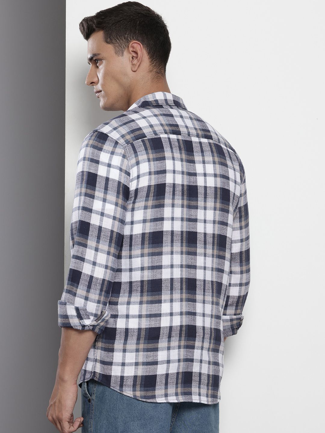 The Indian Garage Co Pure Cotton Slim Fit Checked Casual Shirt