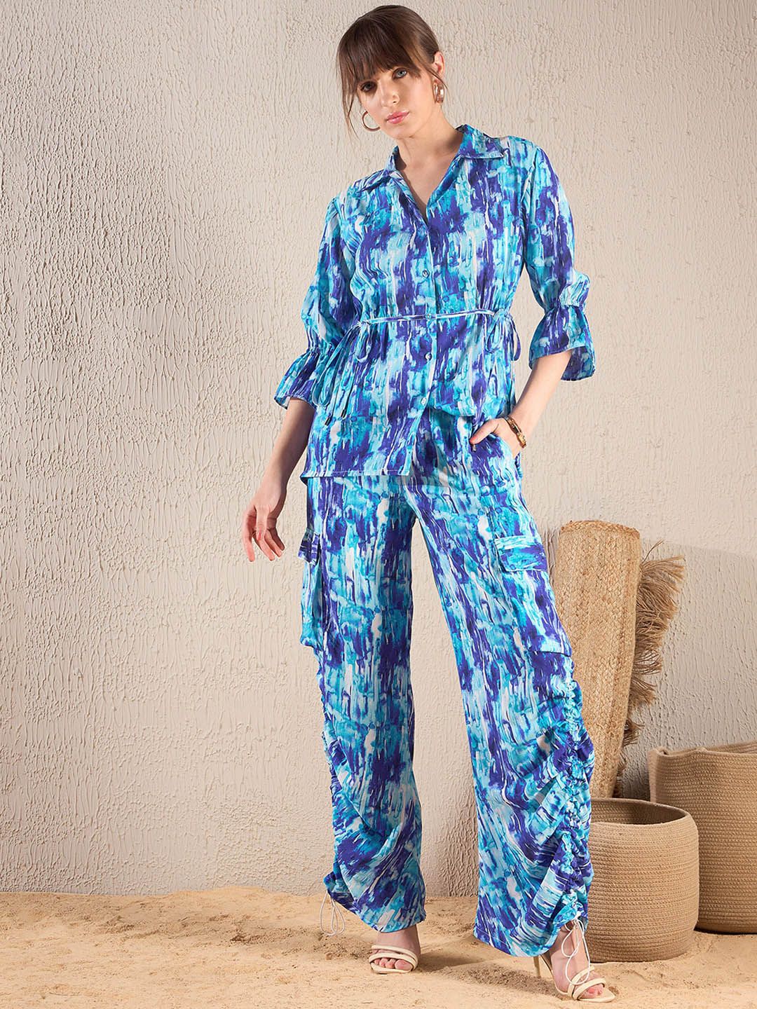 SASSAFRAS Abstract Printed Shirt & Trouser Co-Ord Set