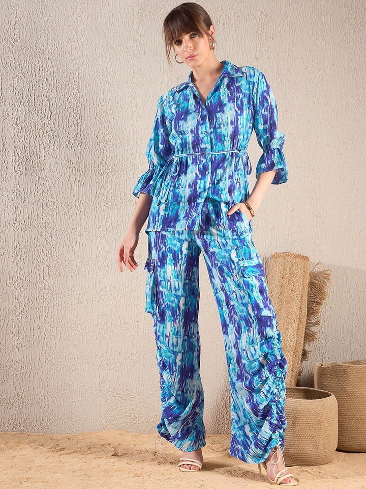 SASSAFRAS Abstract Printed Shirt & Trouser Co-Ord Set