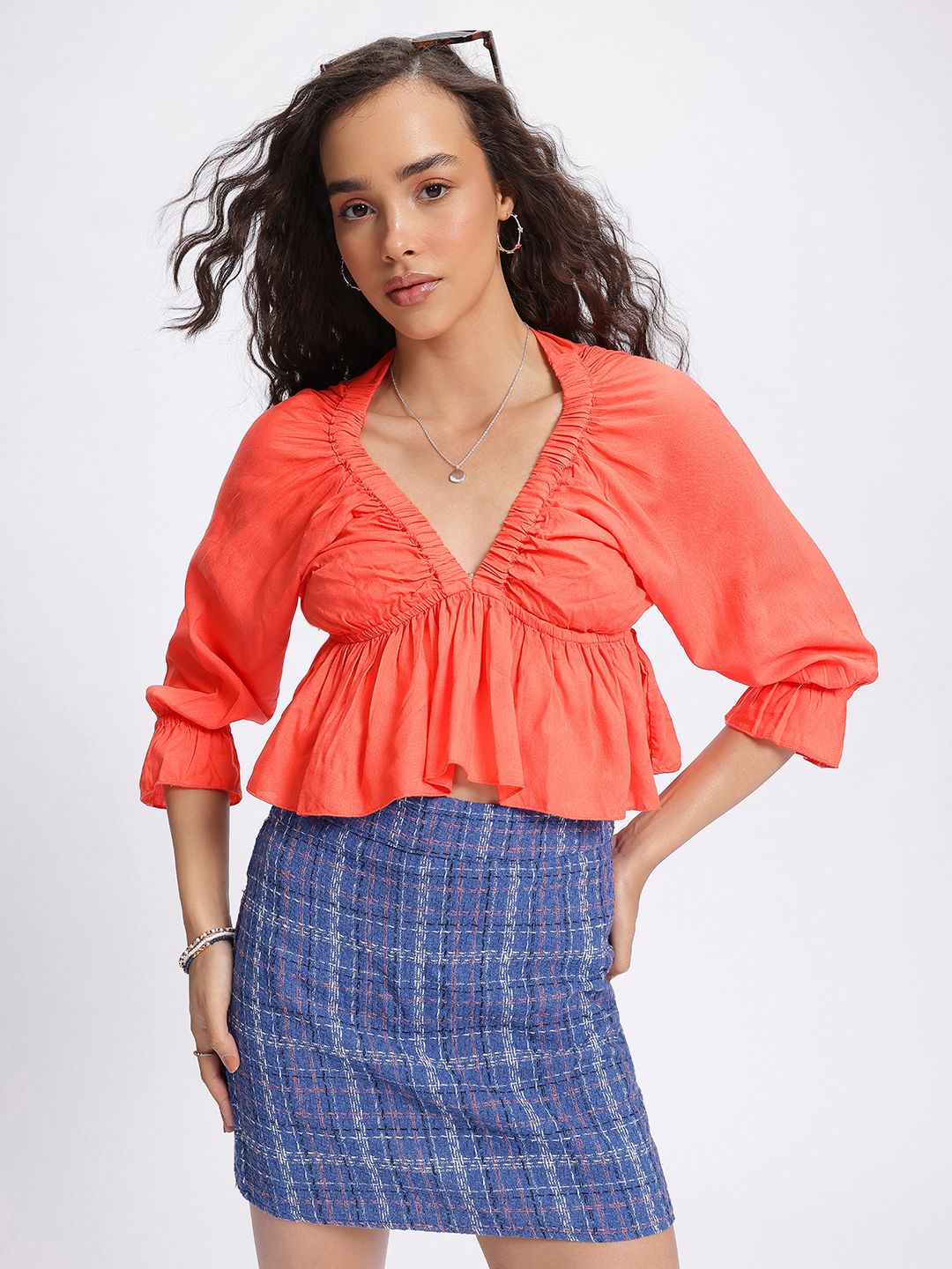 DressBerry Vibrant Vibes V-Neck Empire Top