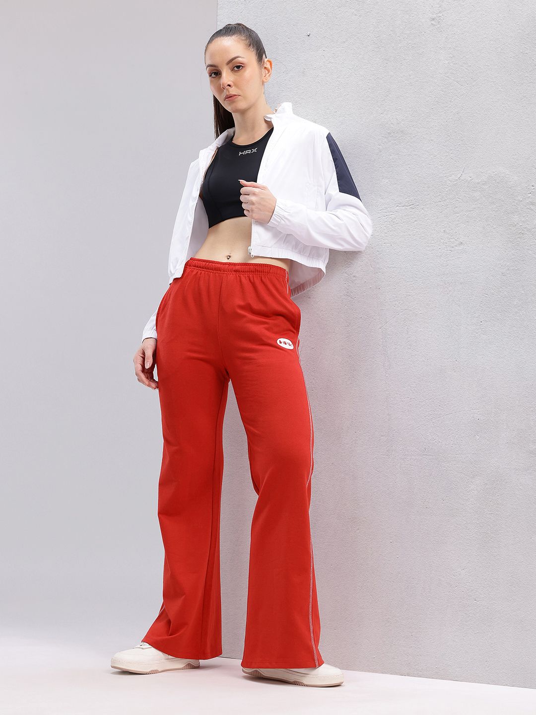 HRX by Hrithik Roshan Women Contrast Stitch Lifestyle Track Pants