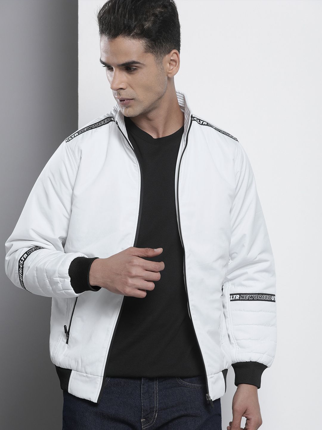 The Indian Garage Co Men Zip-Front Bomber Jacket with Zip Pockets