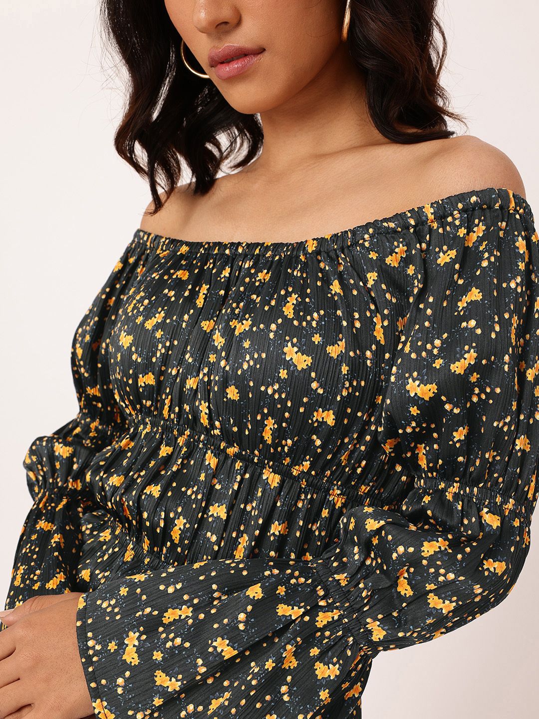 DressBerry Cottagecore Dreams Off-Shoulder Cinched Waist Top