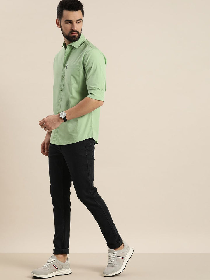 DILLINGER Men Green Cotton Casual Shirt