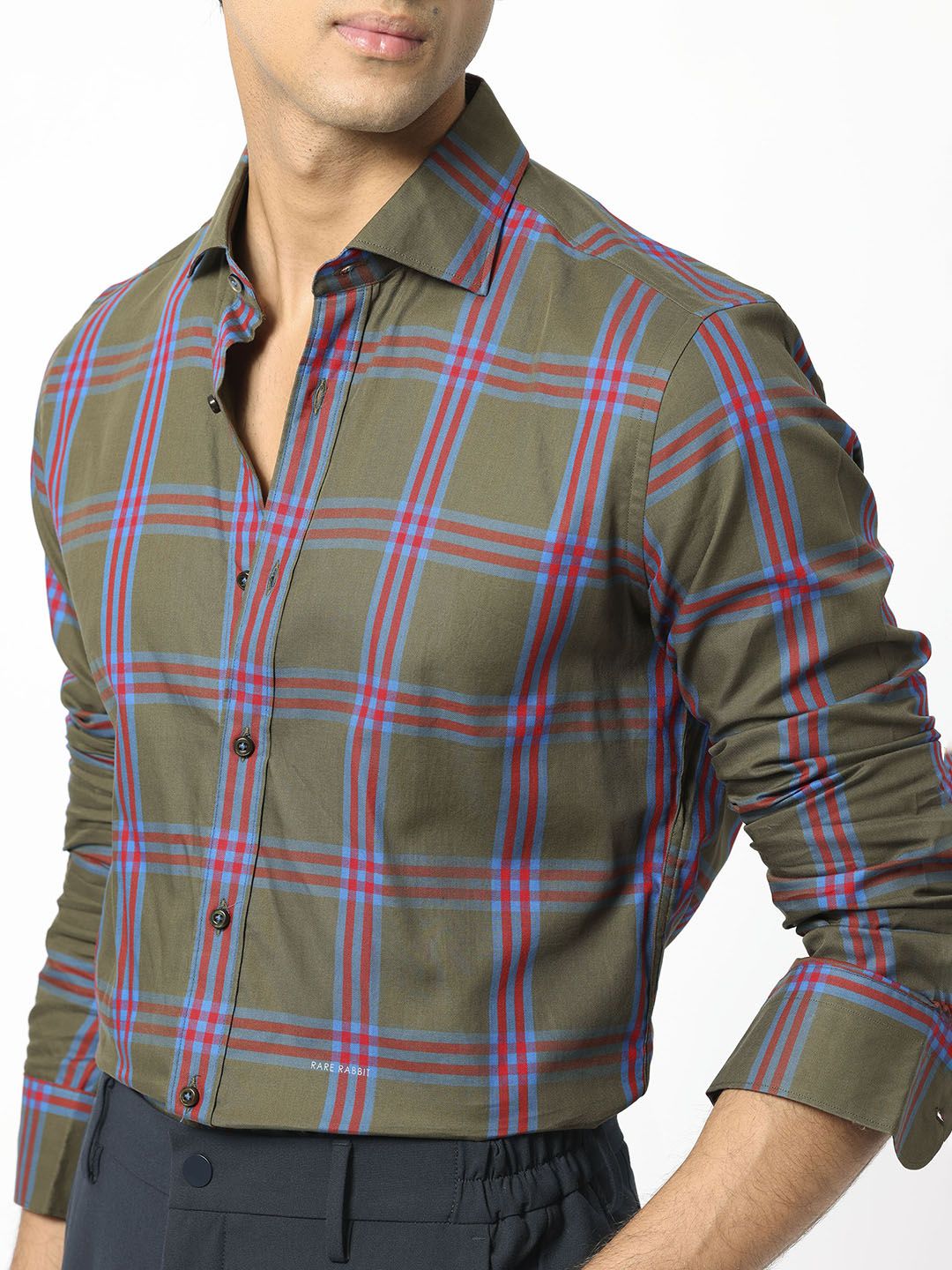 RARE RABBIT Pure Cotton Celluls Slim Fit Tartan Check Shirt