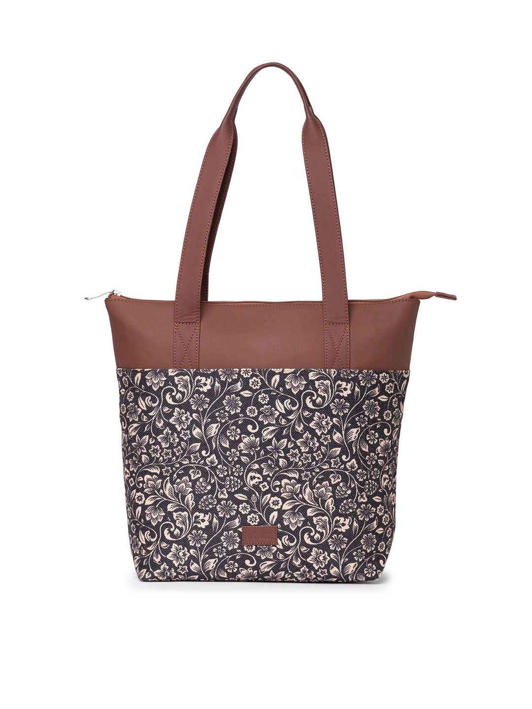 ZOUK Floral Printed Structured Tote Bag