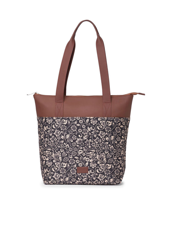 ZOUK Floral Printed Structured Tote Bag
