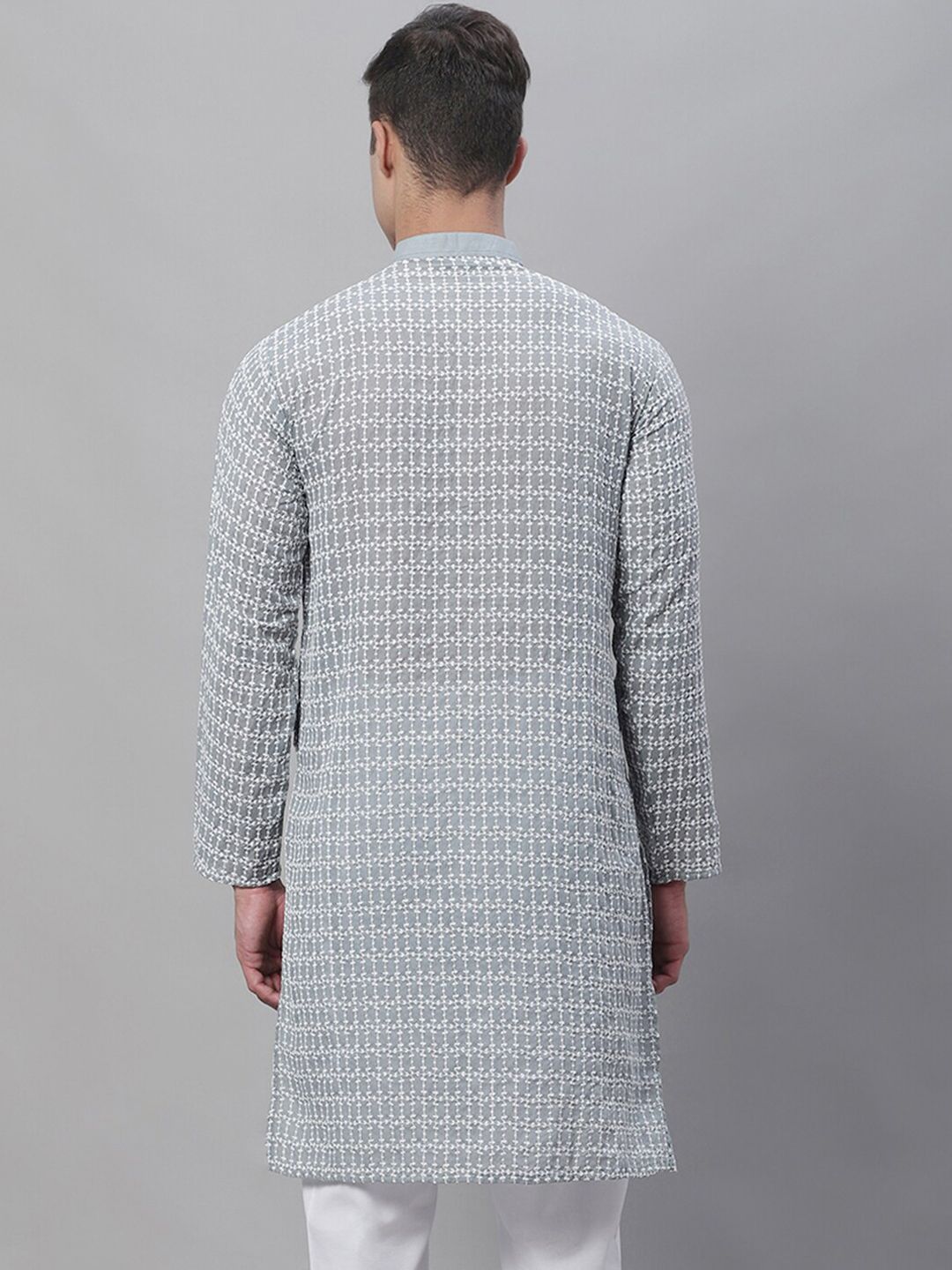 SOJANYA Thread Work Mandarin Collar Pure Cotton Kurta