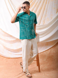 The Indian Garage Co Men Relaxed Fit Embroidery Resortwear Shirt