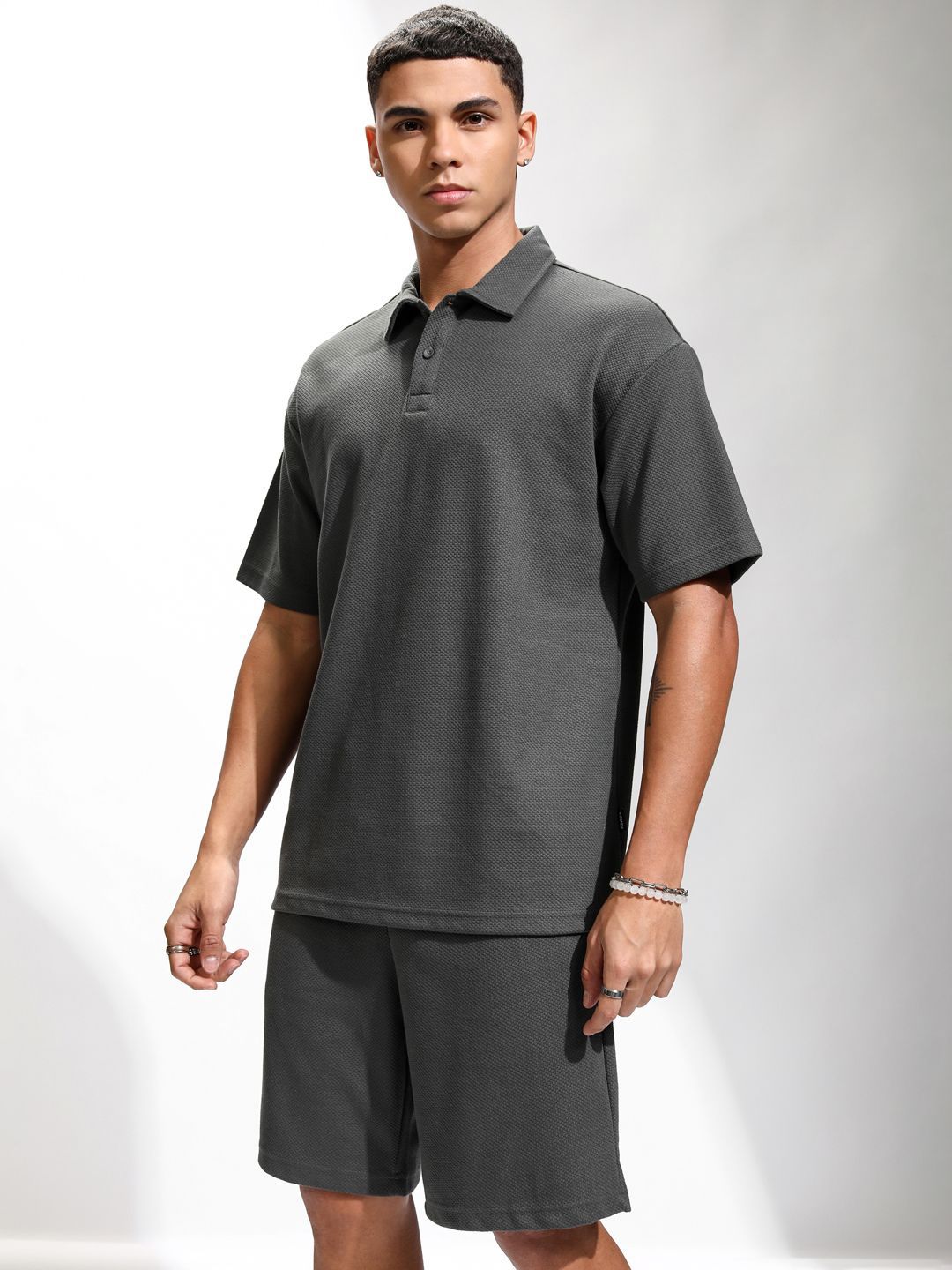 HIGHLANDER Polo Collar Relaxed-Fit T-Shirt & Shorts Co-Ords
