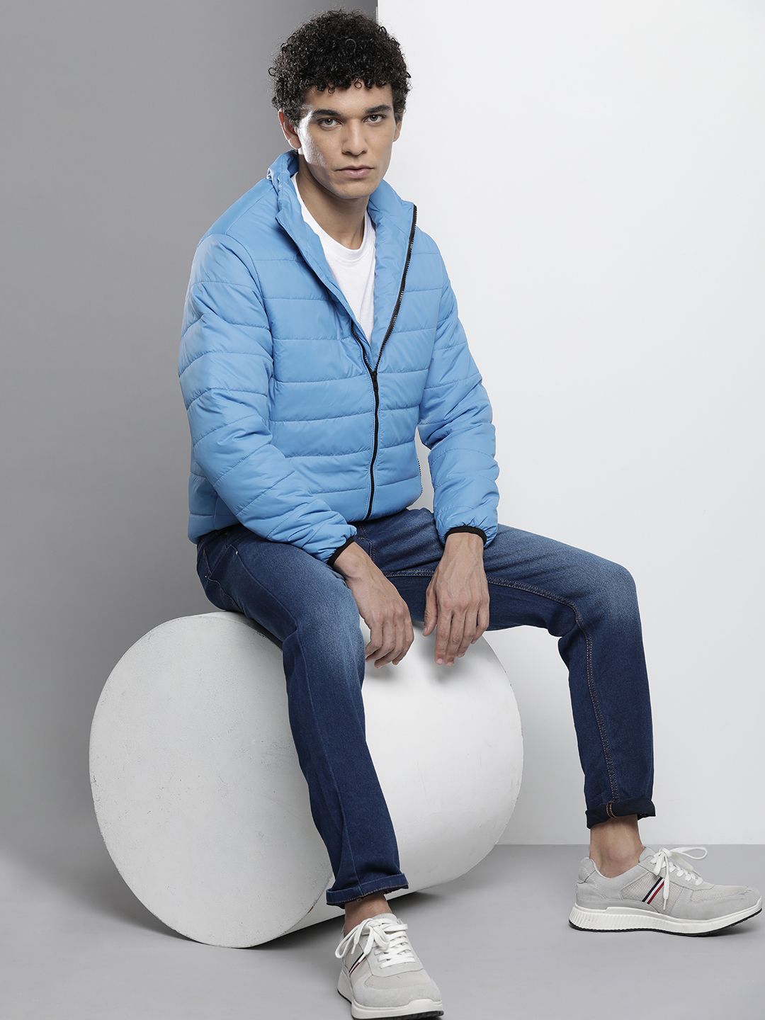 The Indian Garage Co Men Zip-Front Puffer Jacket with Zip Pockets