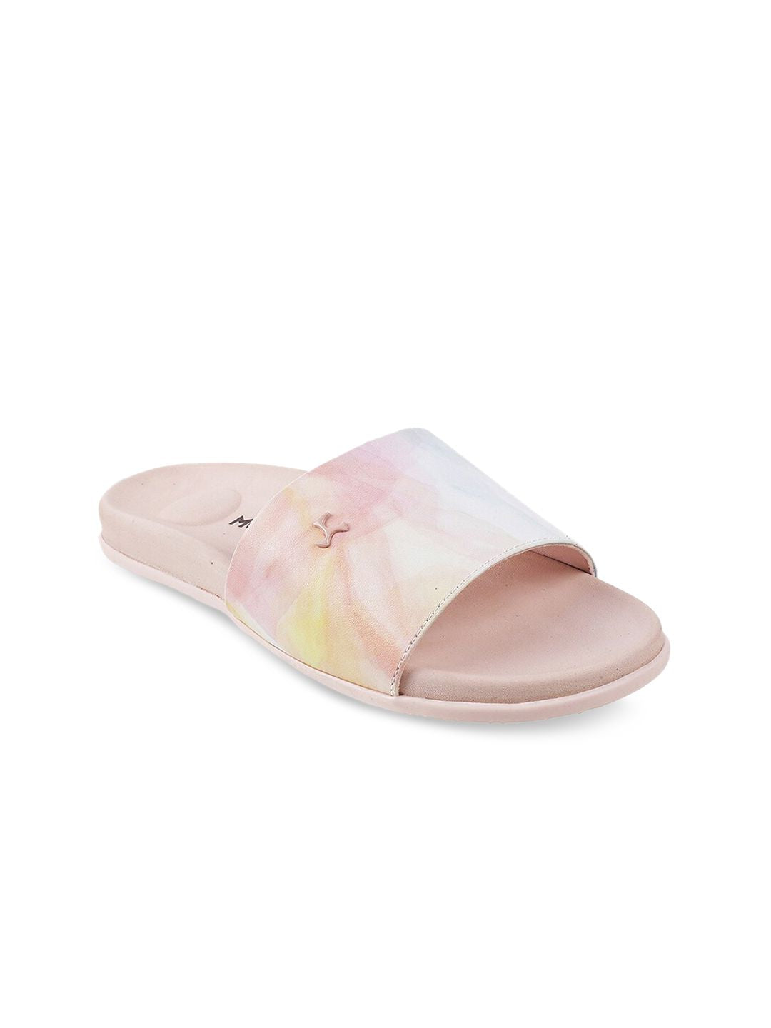 Mochi Women Pink Printed Open Toe Flats