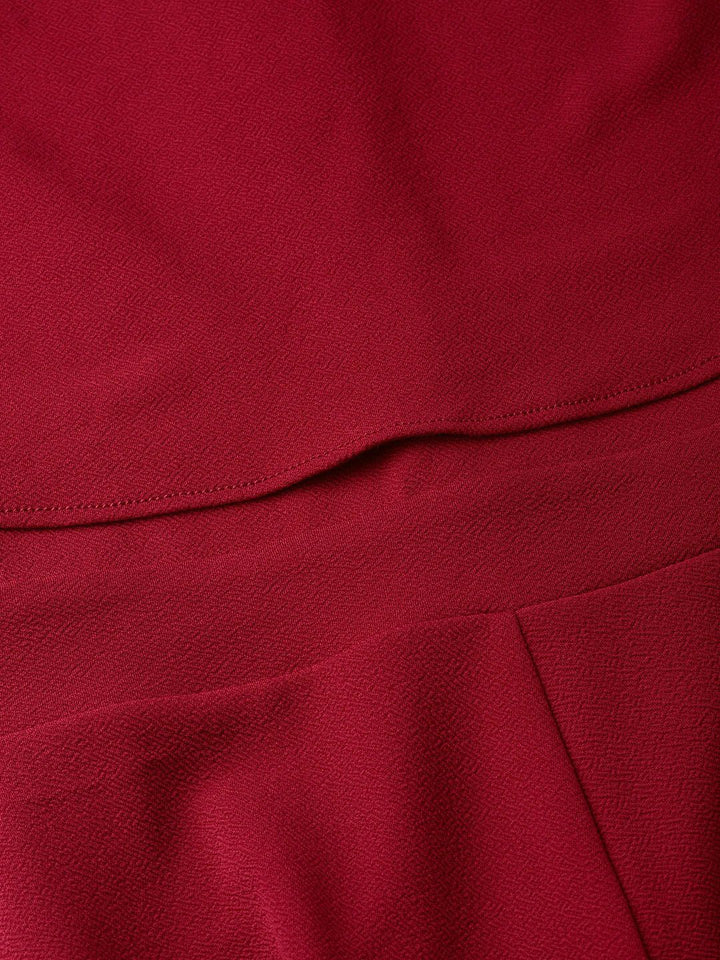 SASSAFRAS Women Maroon Solid Layered Basic Jumpsuit