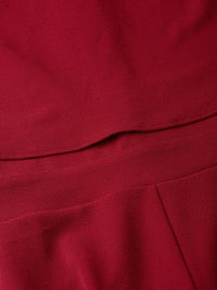 SASSAFRAS Women Maroon Solid Layered Basic Jumpsuit