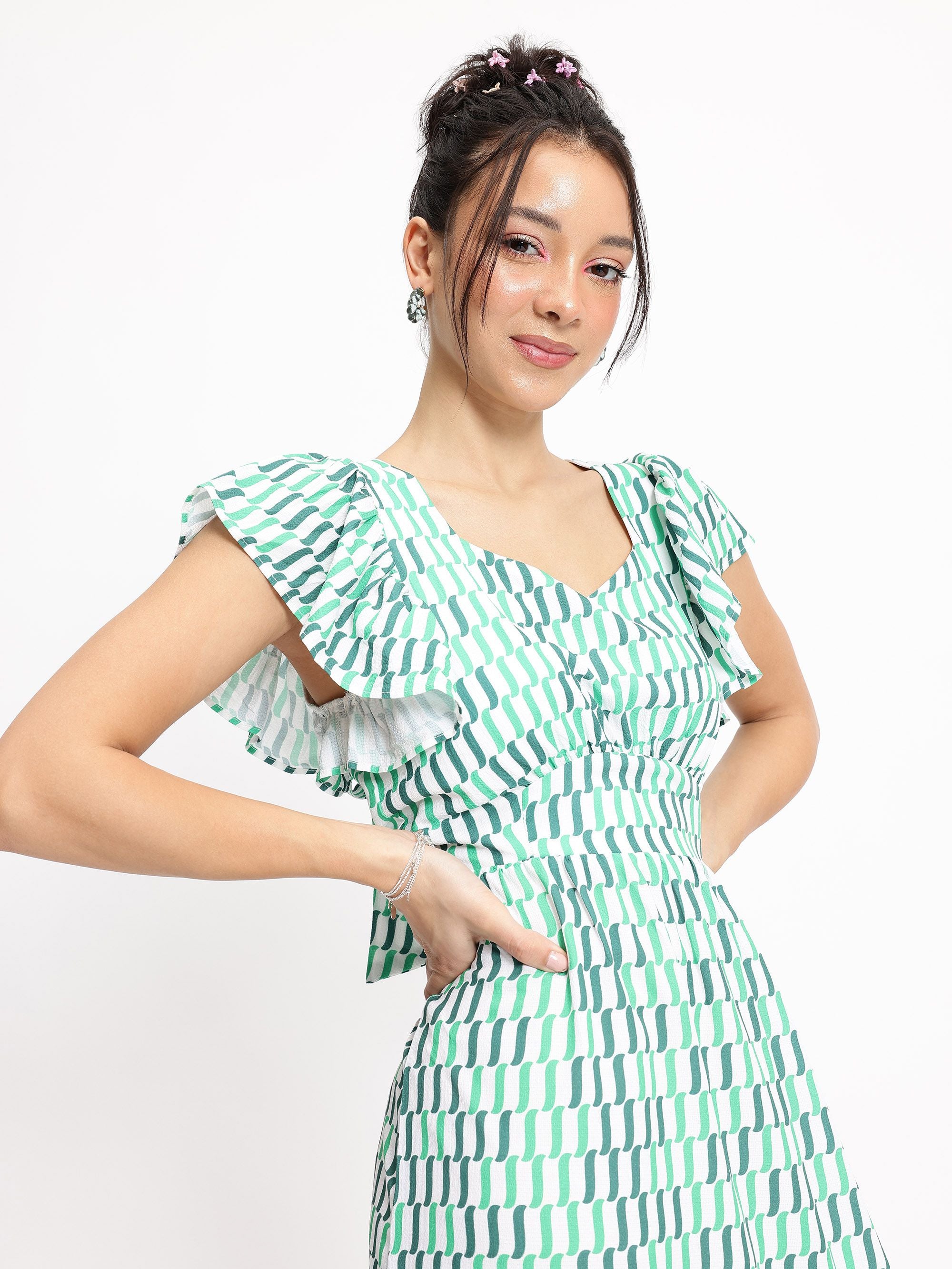 DressBerry 70s Psychedelic Shift A-Line Midi Dress